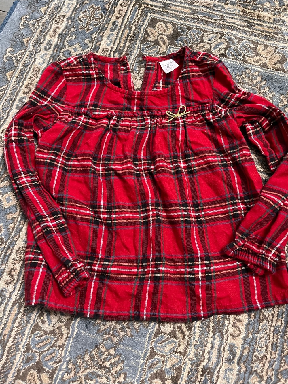 Carter's Red Plaid Long-Sleeve Peasant Top